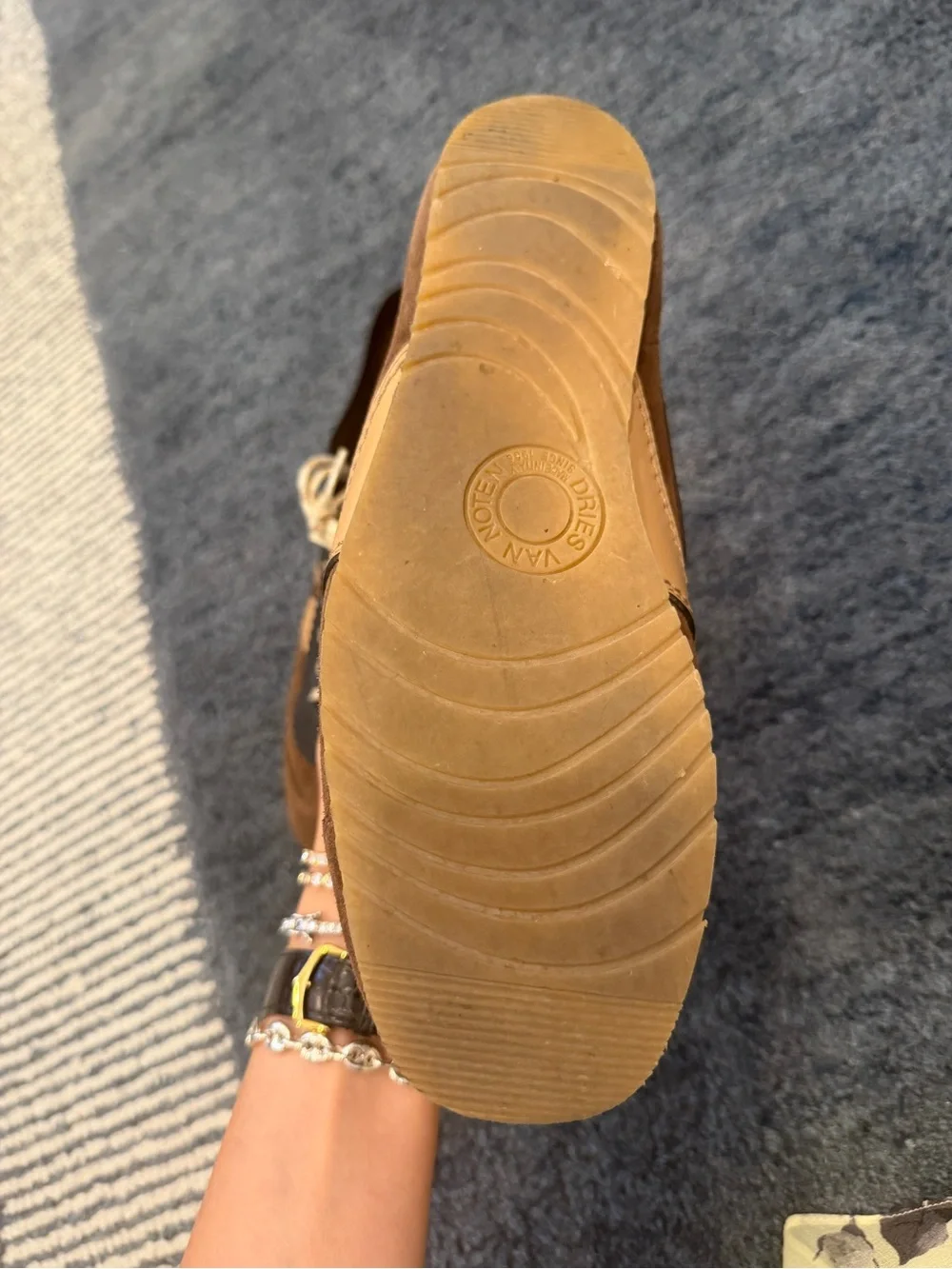 Dries Van Noten Brown Suede Sneakers with Tan and Black Accents